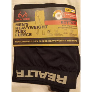 Realtree Performance Base Layer Flex Fleece Black Thermal Pants Men's Large